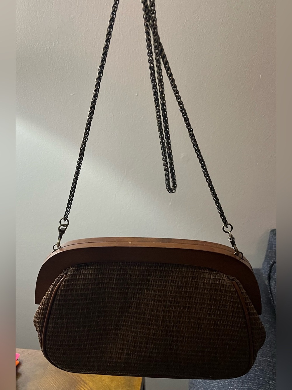 Patricia Nash Gracchi Woven Raffia Frame Satchel in Tobacco - Crossbody - Picture 3 of 9